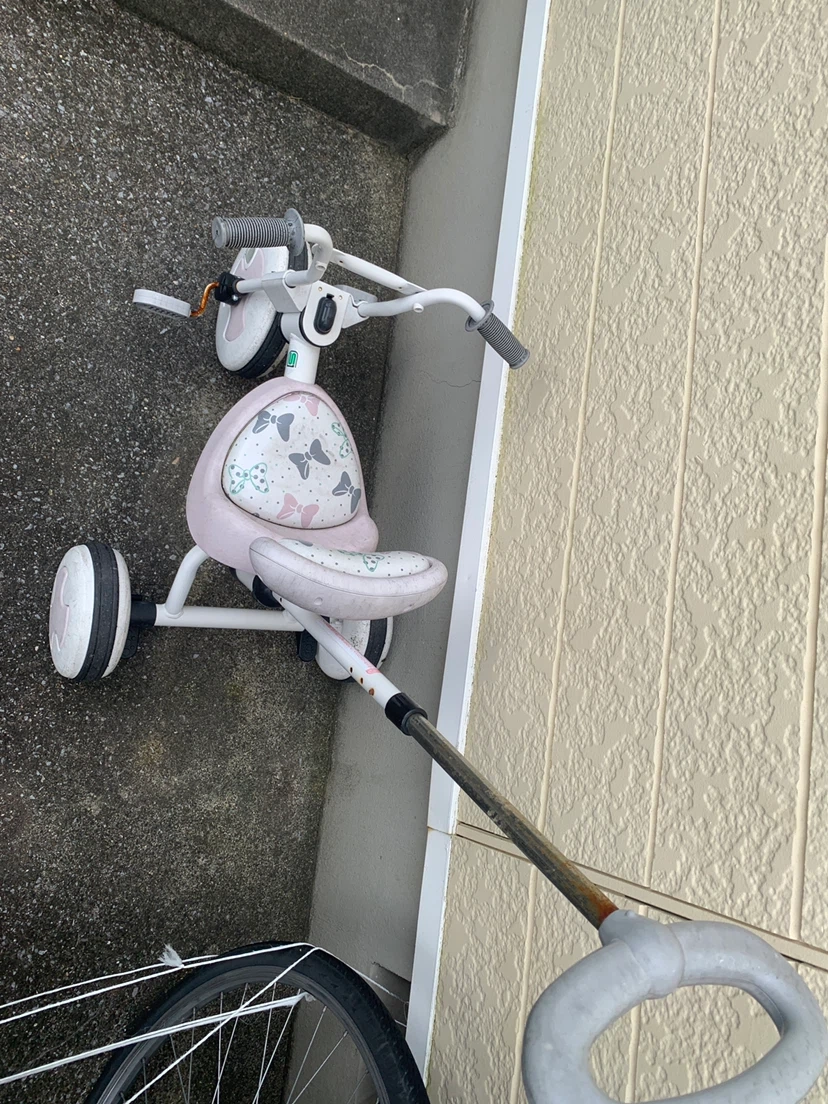 三輪車 子供用 ピンク 手押し棒付き