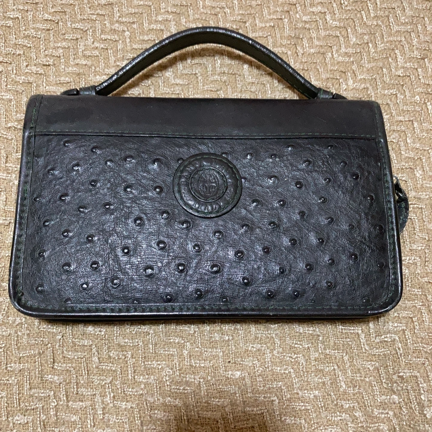 サンタマリア オーストリッチ セカンドバッグ 黒