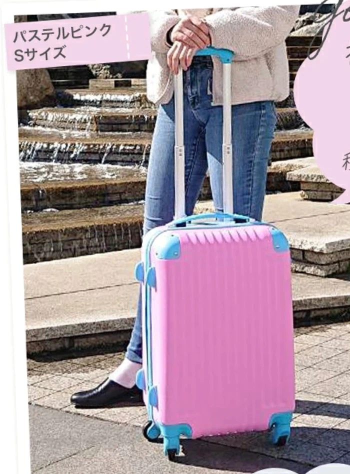 【未使用】 キャリーケース スーツケース/ Sサイズ 34L / 1~3泊 ピンクx水色の写真2枚目