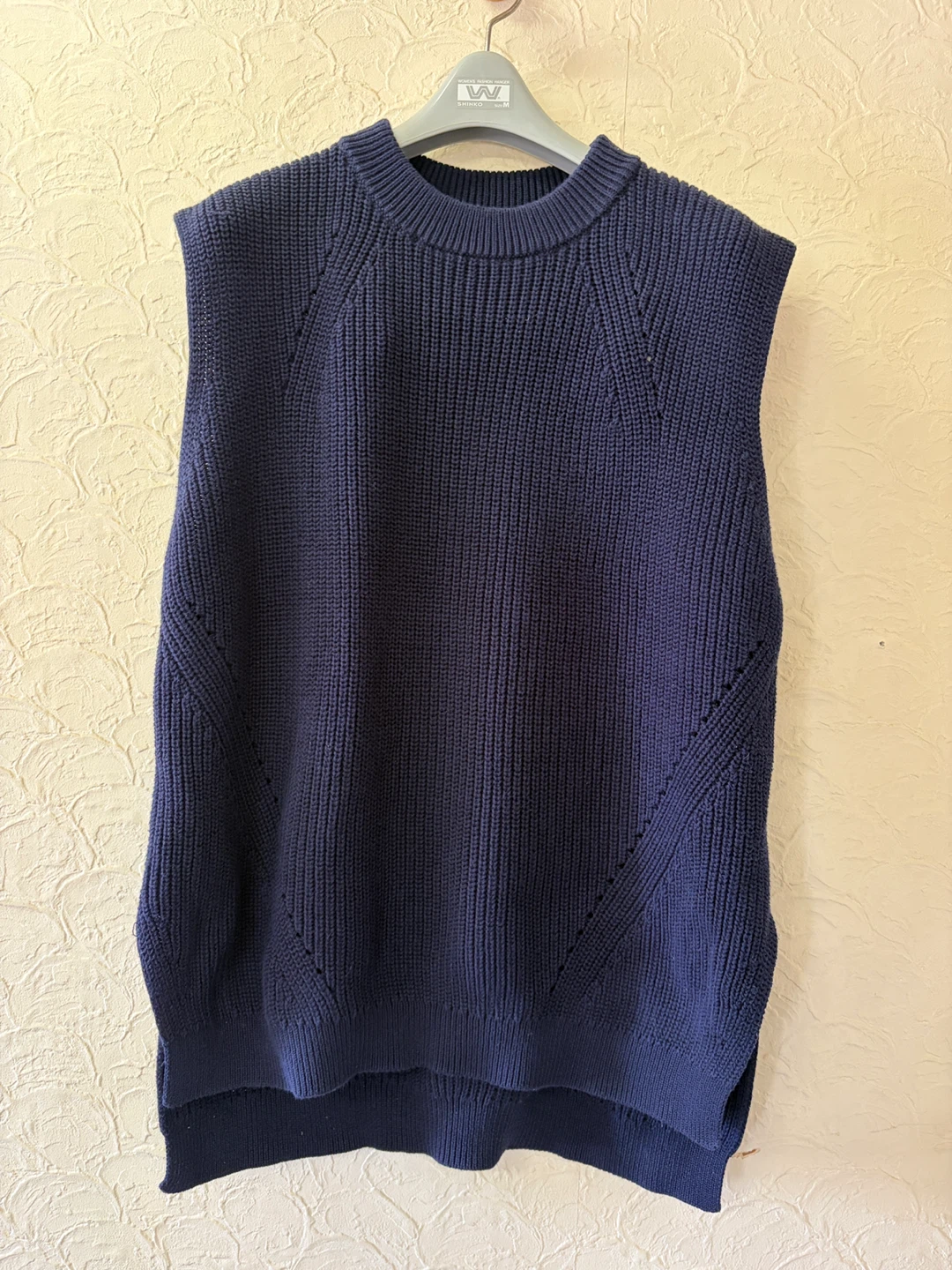 ユニクロ コットンニットベスト 3XL ネイビーの写真2枚目