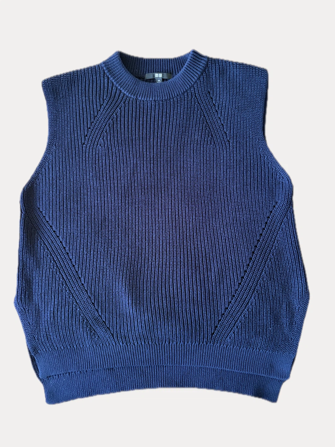 ユニクロ コットンニットベスト 3XL ネイビー