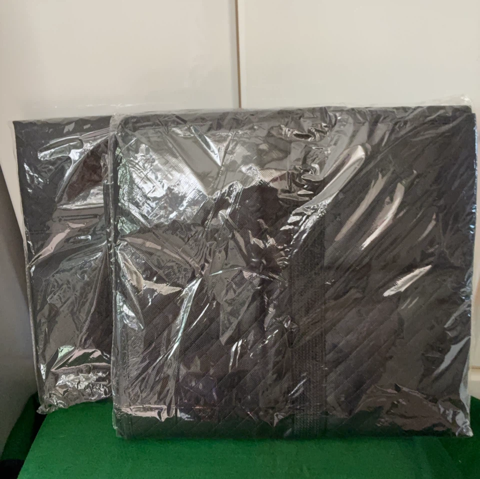 布団収納袋 大容量 手提げ 黒ワイン2個セット衣類 毛布 引っ越し 収納バッグキルティング収納バッグ 黒 2枚セット