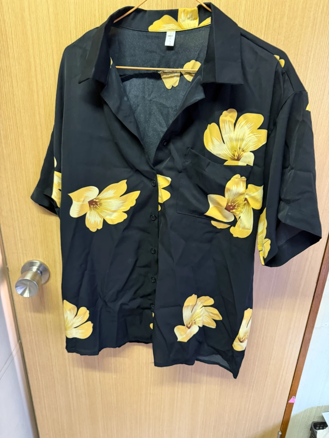 花柄 半袖シャツ ブラック