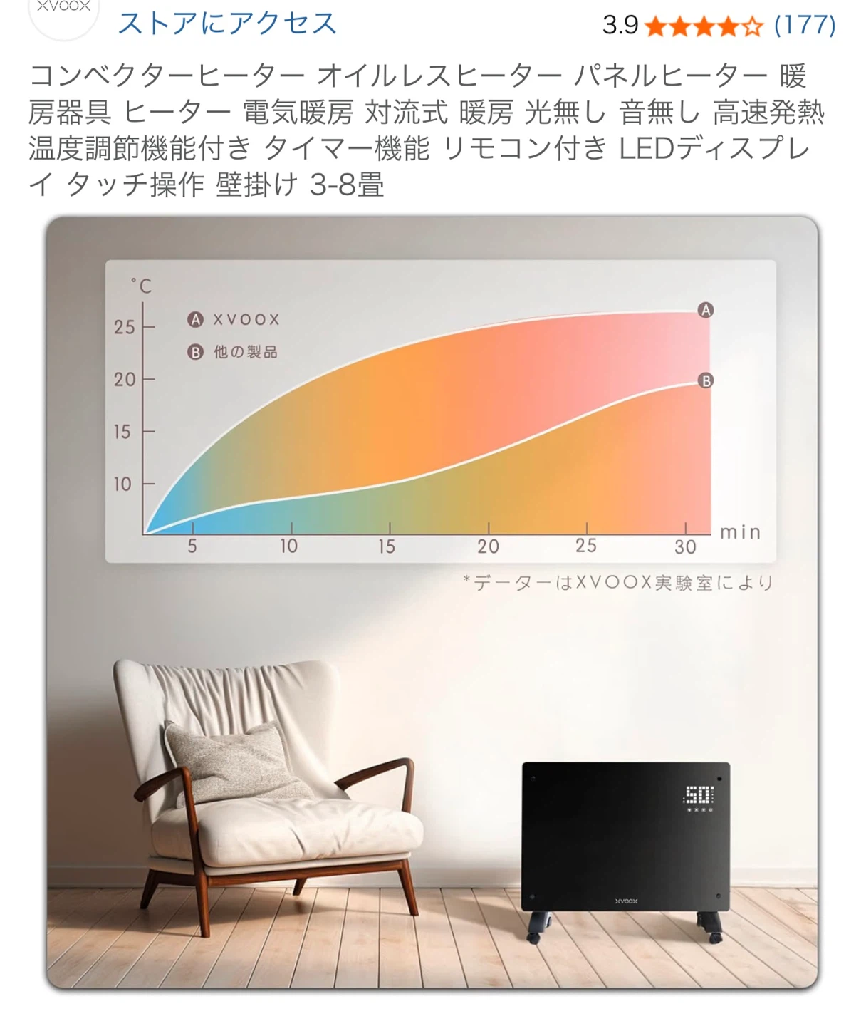 XVOOX パネルヒーター 600W/1200Wの写真7枚目