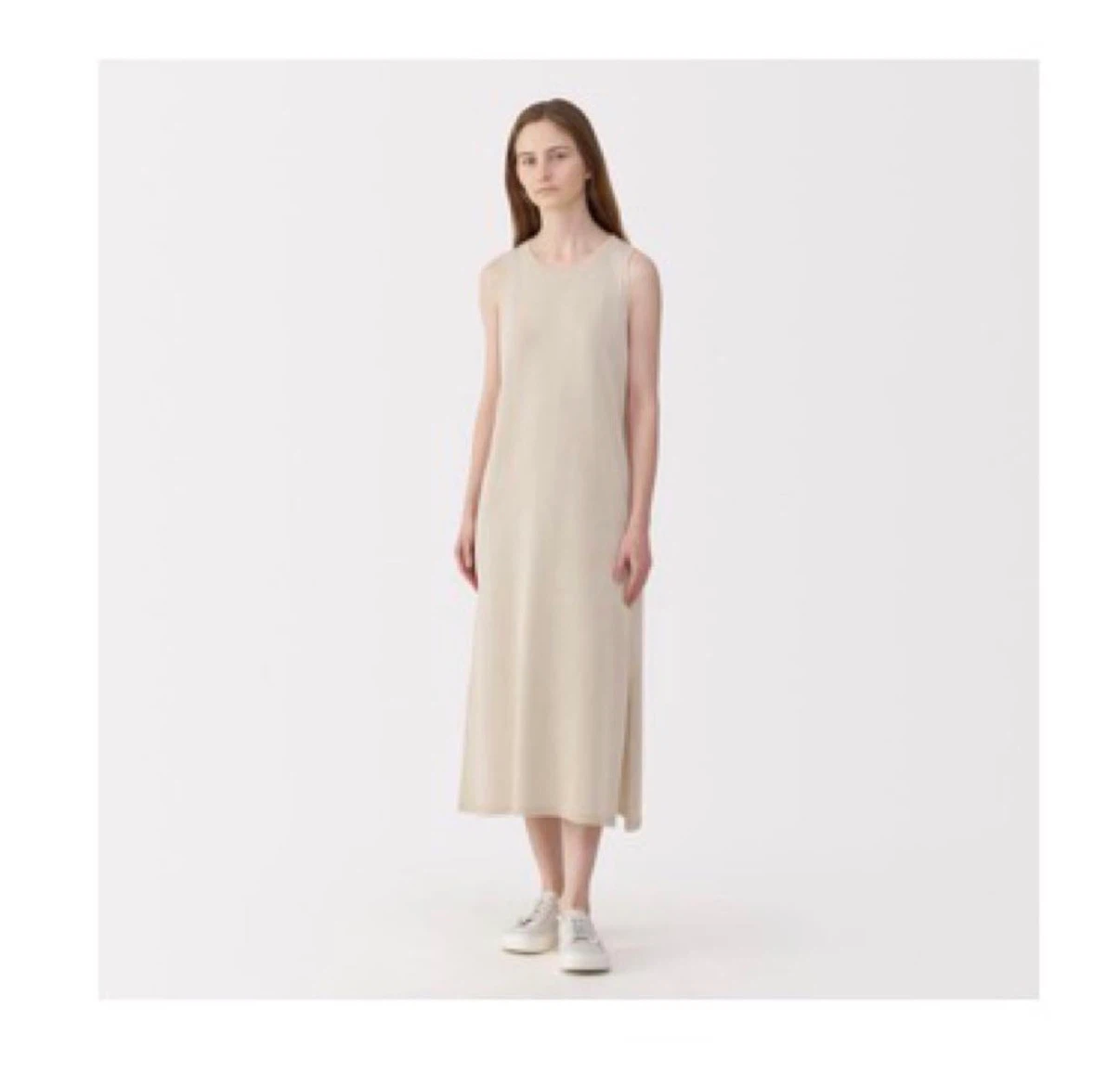 【美品】無印良品MujiLabo和紙混ニットノースリーブワンピース Lサイズ