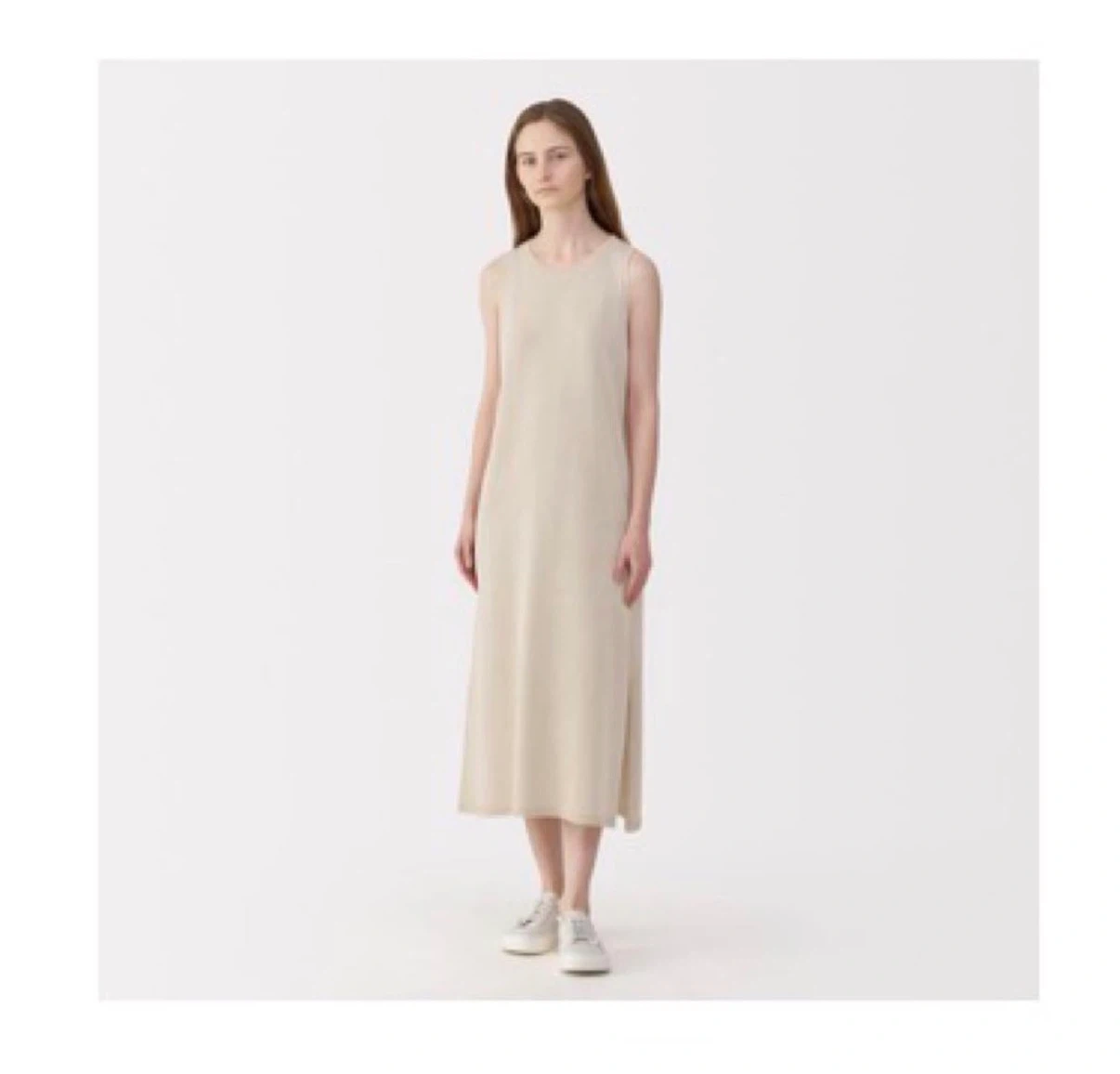 【美品】無印良品MujiLabo和紙混ニットノースリーブワンピース Lサイズ