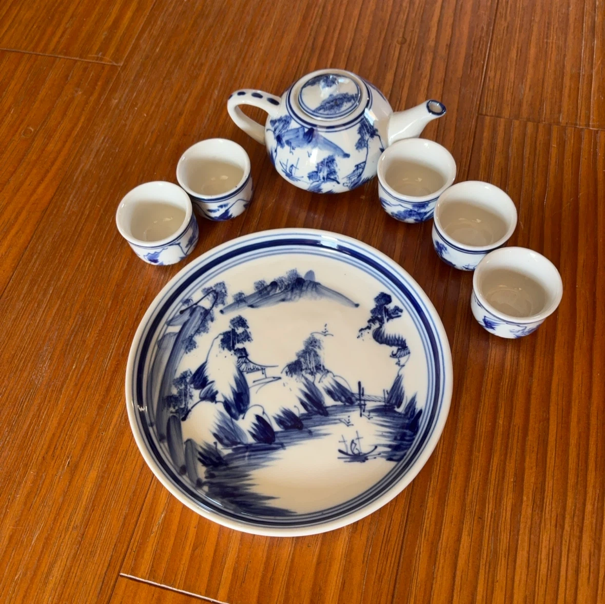 山水画 ティーセット 陶器 茶器セット