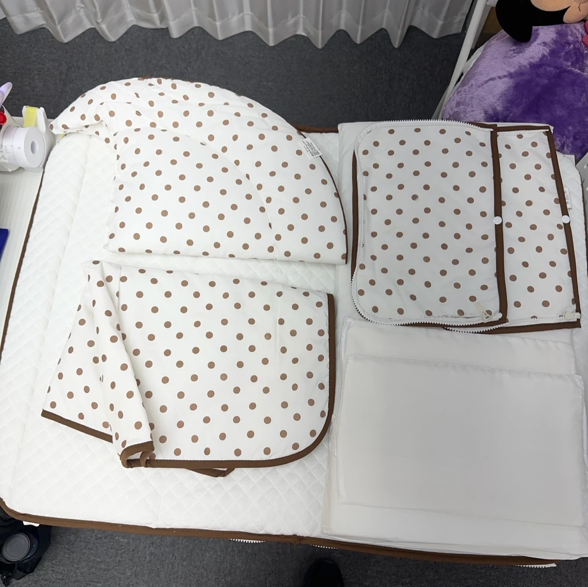 ベビー用 折りたたみ布団セット ドット柄 108の写真2枚目