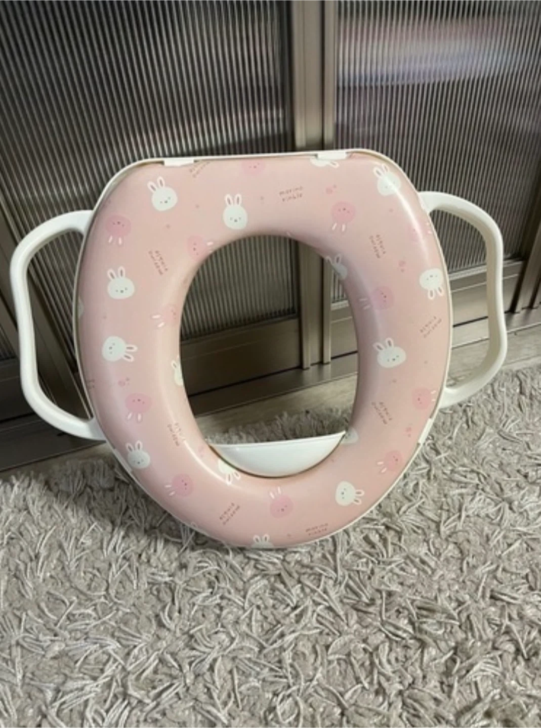 ほぼ使わず!補助便座 うさぎ柄 ピンク