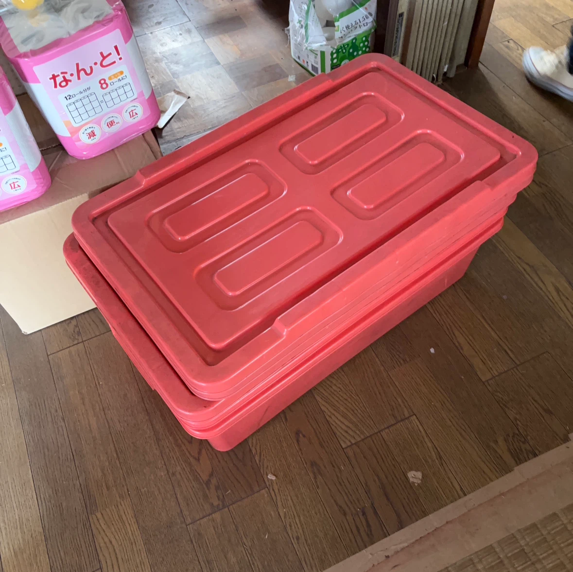 プラスチック収納ケース 赤 2個セット