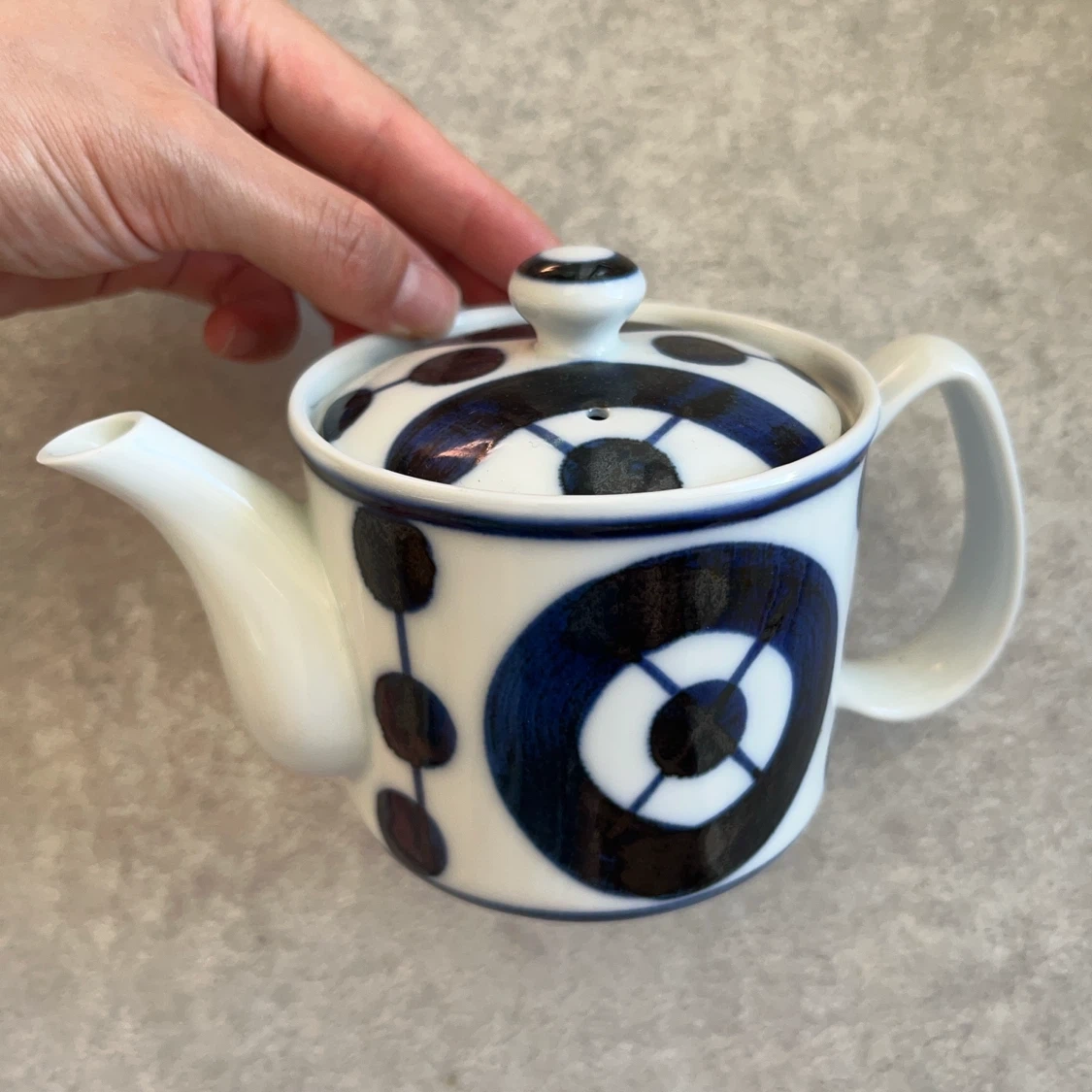 藍染め風 陶器 ティーポット 茶こし付き