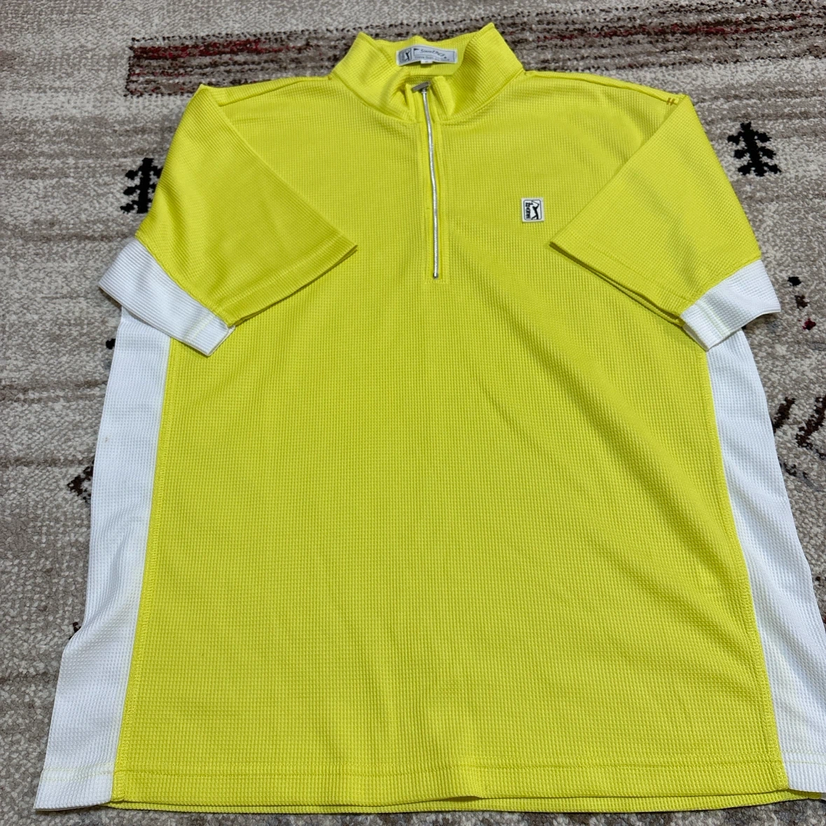 PGA TOUR ゴルフ用 半袖 ハーフジップシャツ イエロー L