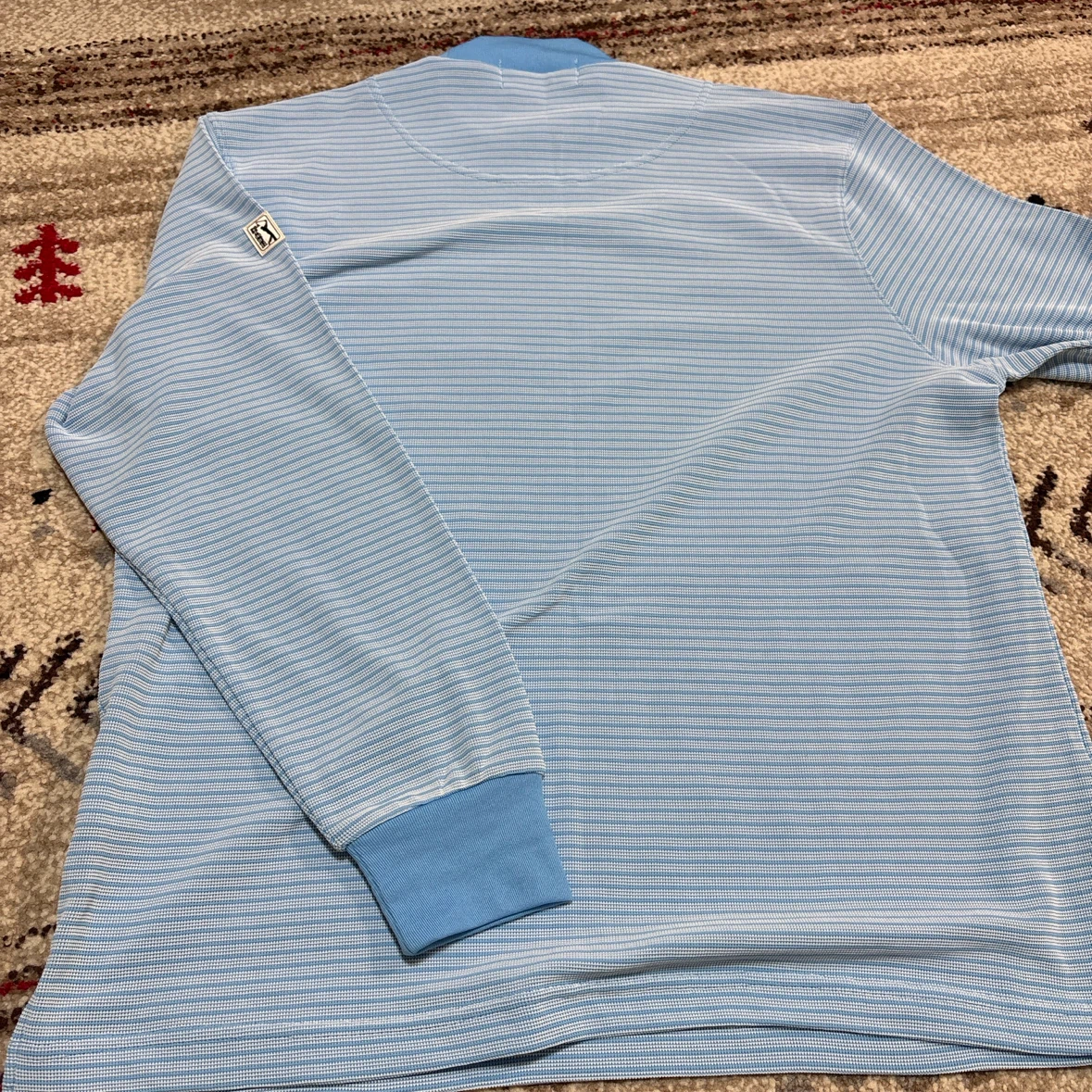 PGA TOUR ゴルフ用 長袖 モックネックシャツ ブルー Lの写真6枚目