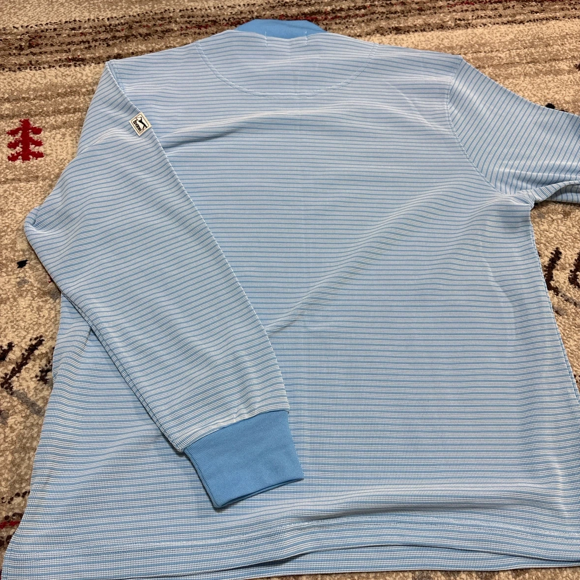 PGA TOUR ゴルフ用 長袖 モックネックシャツ ブルー Lの写真6枚目