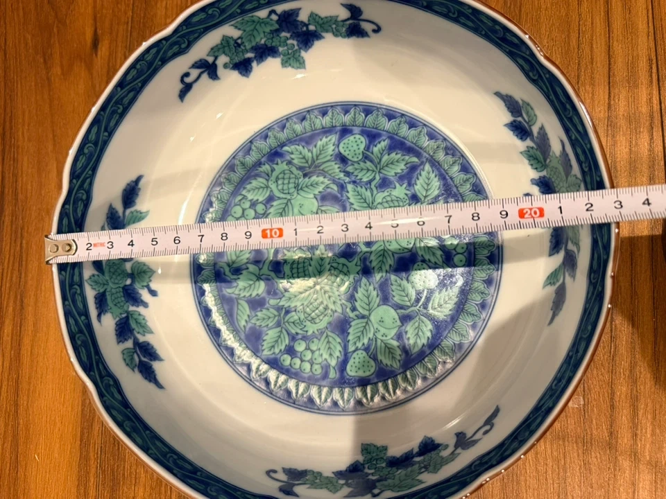 藍染め風 陶器 鉢 大皿 伝統柄の写真7枚目