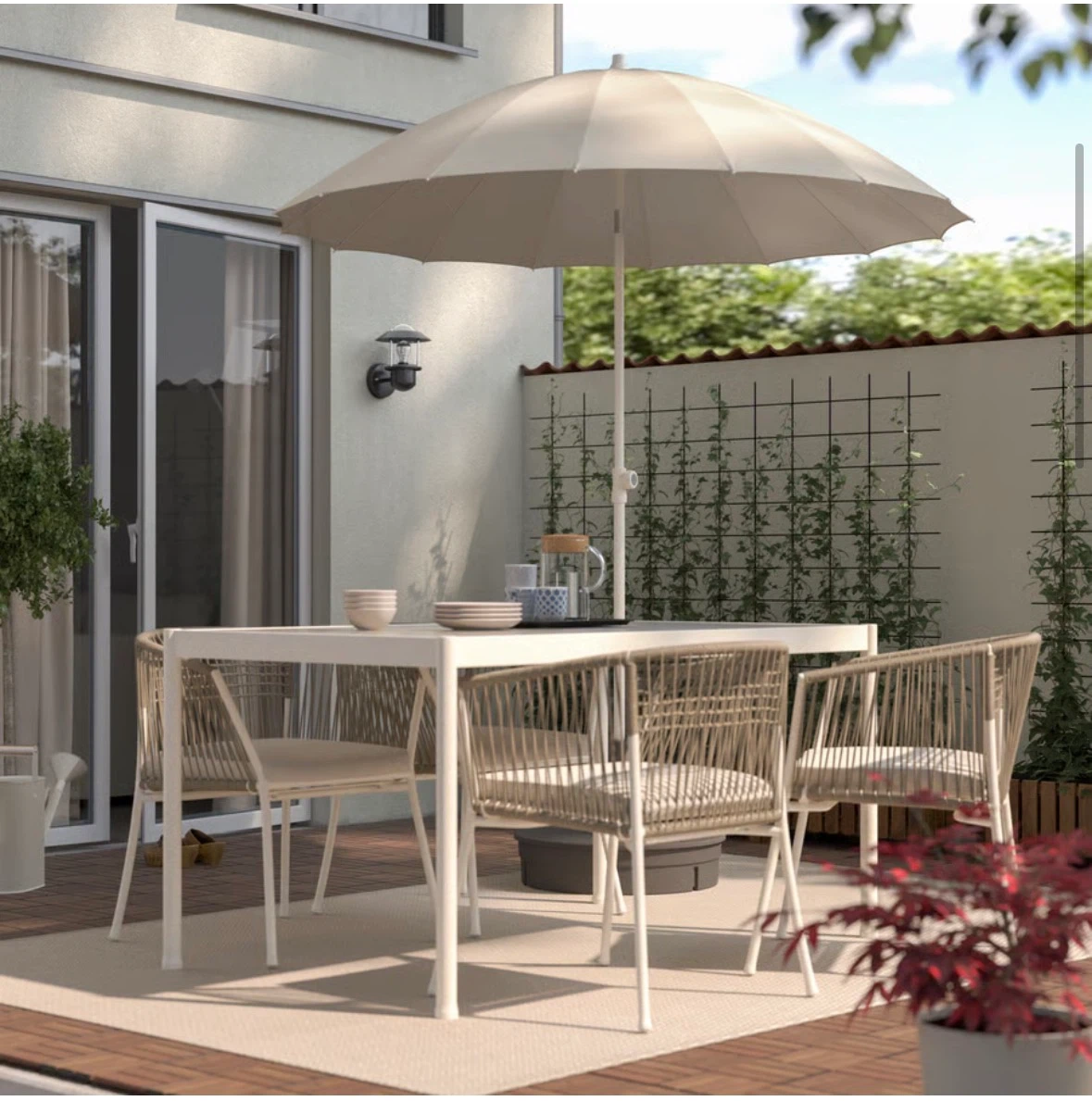 ikea パラソル samsö サムソー + 専用バッグ + パラソルベース2種