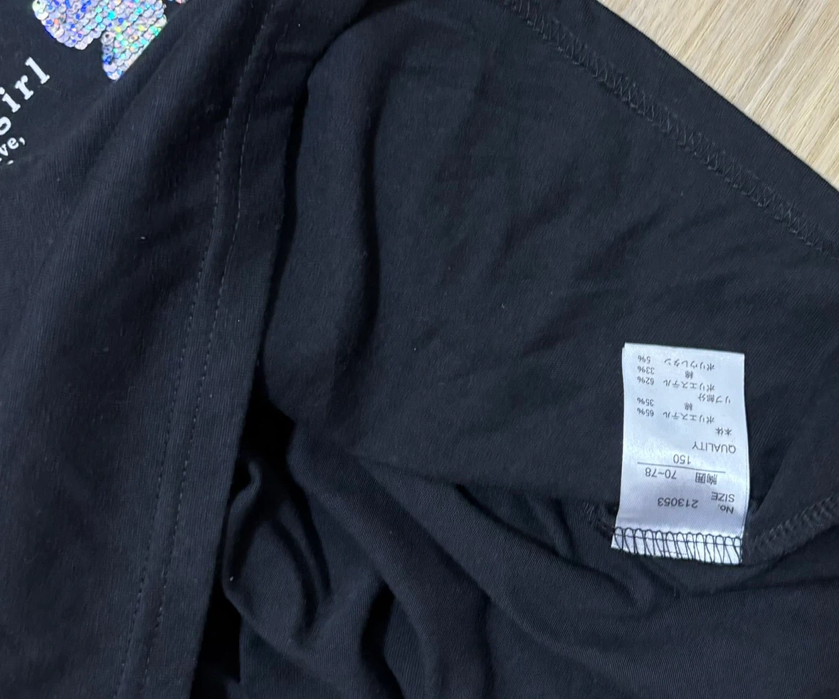 (来年用など)新品アムリールガール バタフライTシャツ ブラック 150cmの写真6枚目
