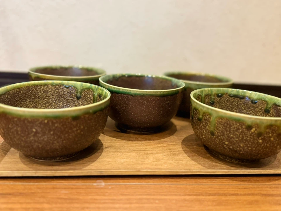 和風 抹茶碗 5個セット 緑釉 陶器の写真2枚目