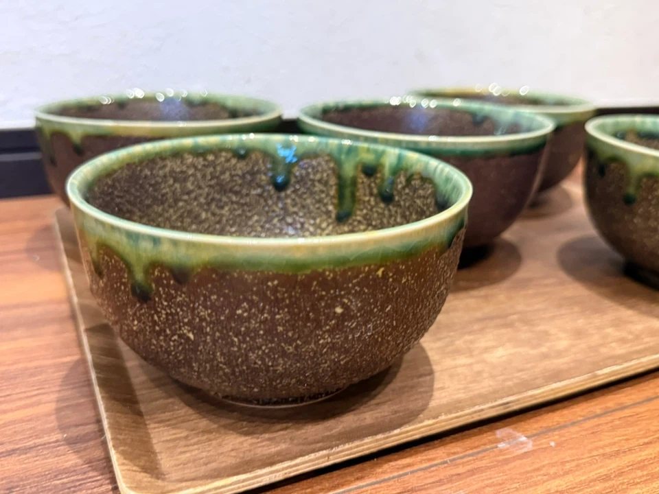 和風 抹茶碗 5個セット 緑釉 陶器の写真3枚目