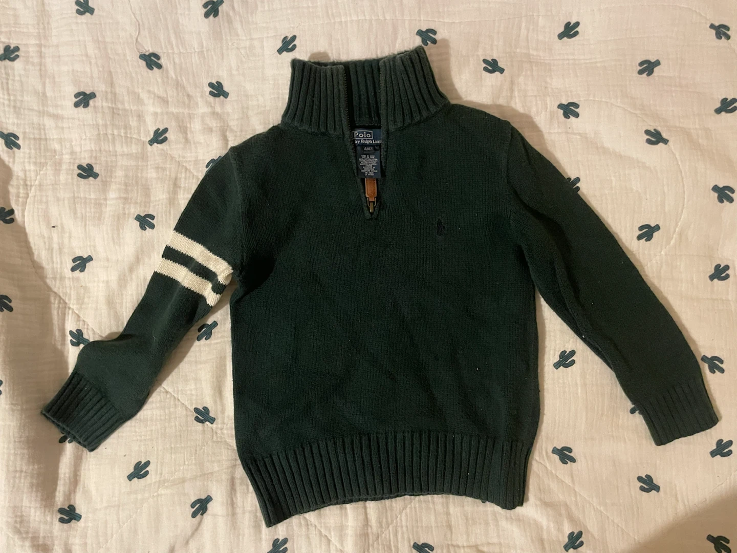 ラルフローレン ハーフジップ ニット ダークグリーン 4T