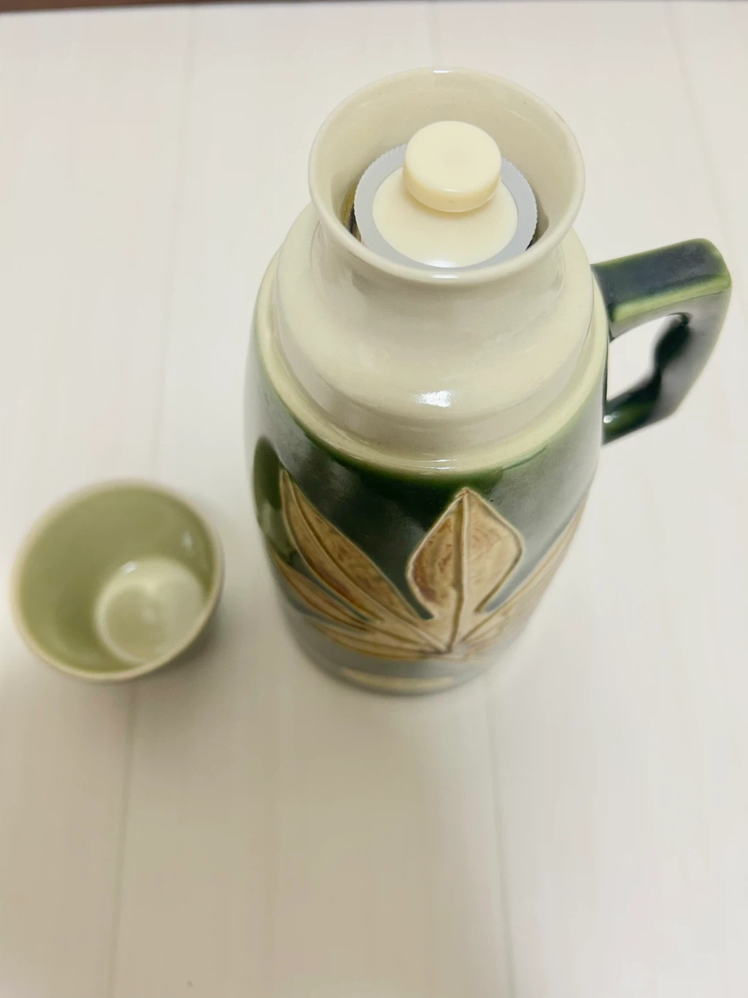 【極美品】清水焼 陶泉作 チャイナーマホー瓶 昭和レトロ 陶器製魔法瓶 ポットの写真3枚目
