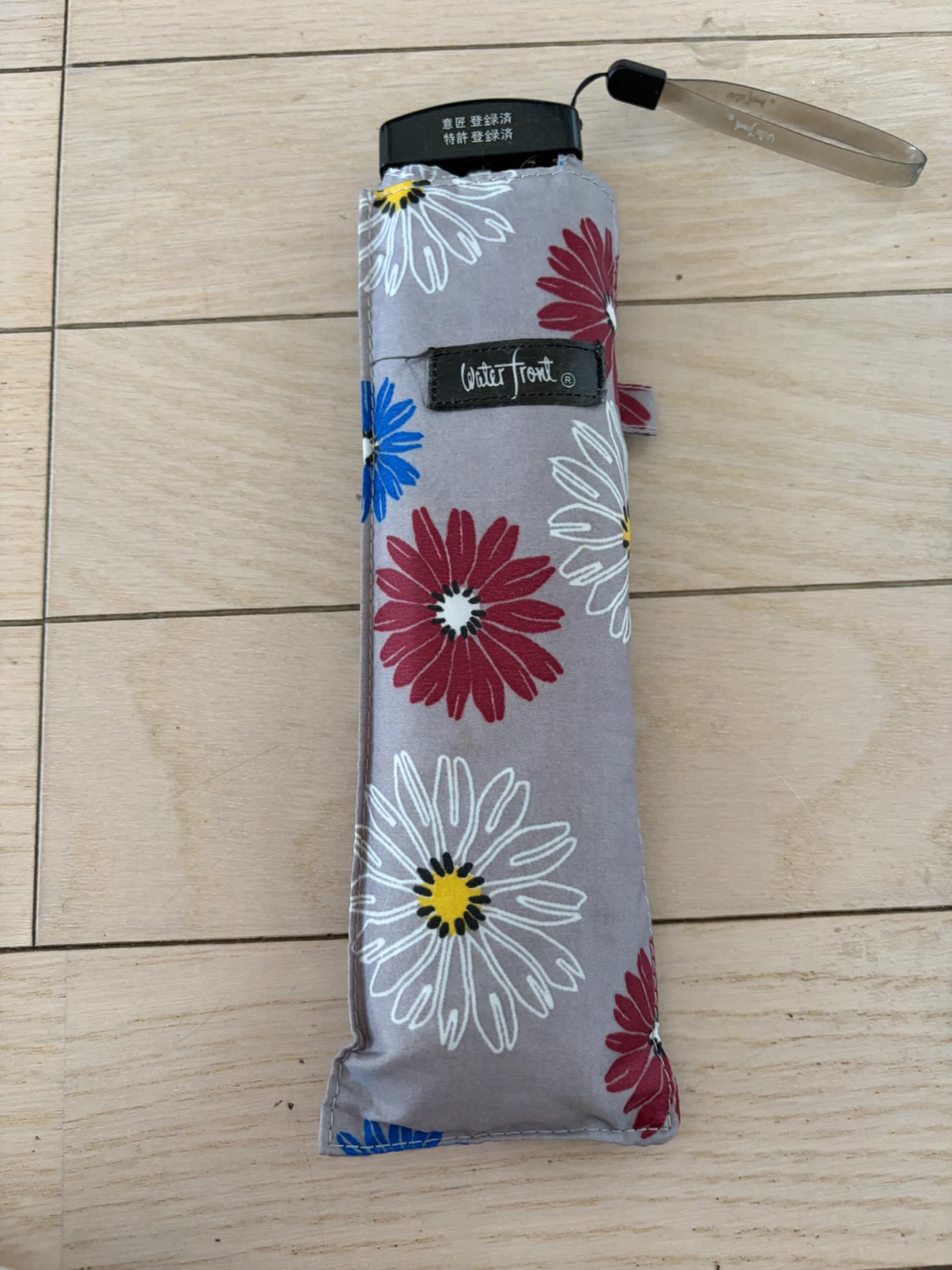 ウォーターフロント 折りたたみ傘 花柄 グレー