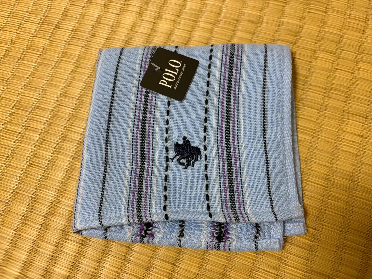 ポロ ハンカチ ライトブルー ストライプ 新品