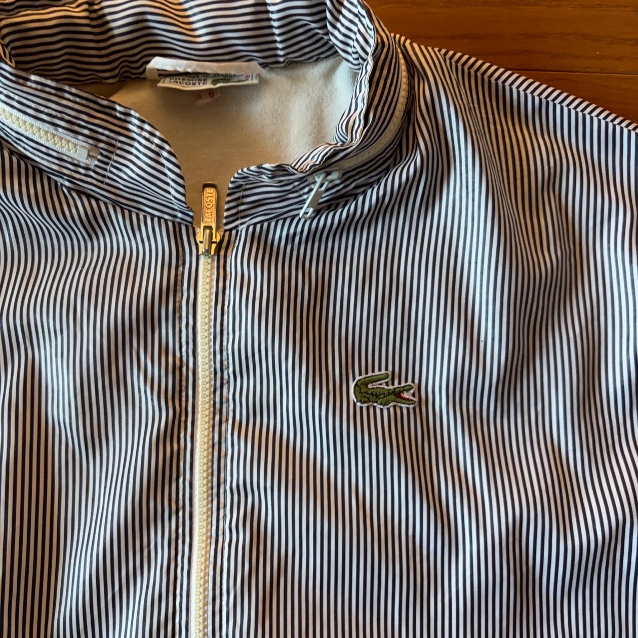 CHEMISE LACOSTE フレンチラコステ 80s〜90s フランス製 ストライプ フードブルゾン SIZE 6の写真2枚目