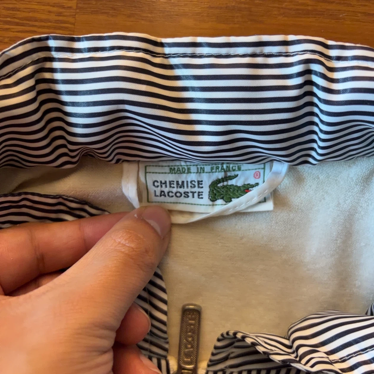 CHEMISE LACOSTE フレンチラコステ 80s〜90s フランス製 ストライプ フードブルゾン SIZE 6の写真3枚目