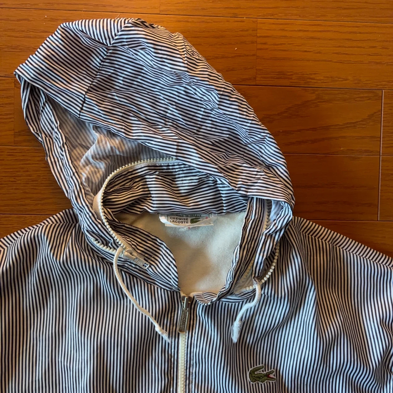 CHEMISE LACOSTE フレンチラコステ 80s〜90s フランス製 ストライプ フードブルゾン SIZE 6の写真4枚目