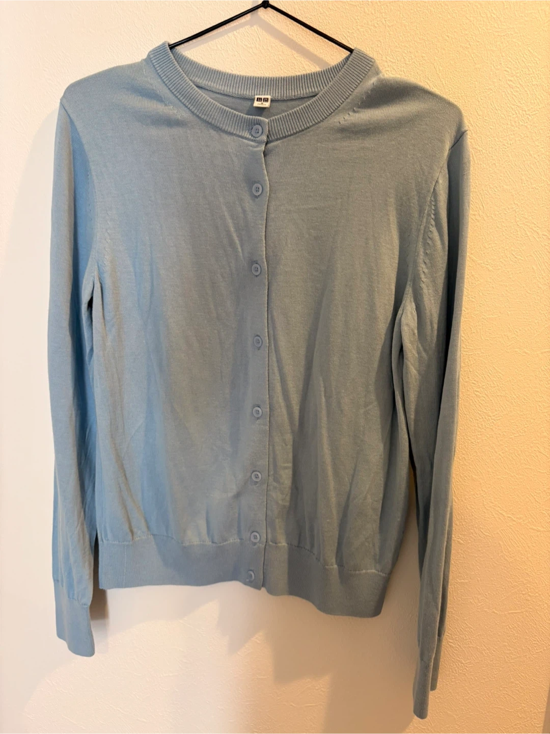 UNIQLO クルーネックカーディガン 水色 Mサイズ