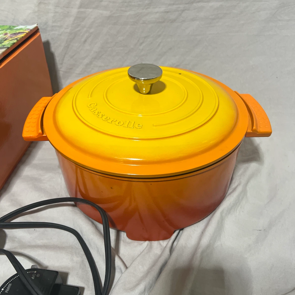 山善 Casserole 電気グリル鍋 YGC-800 グリルパン オレンジの写真2枚目