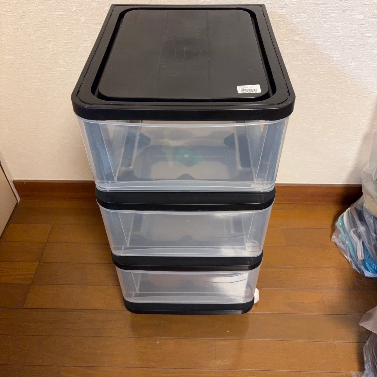 3段 収納ケース チェスト ブラック