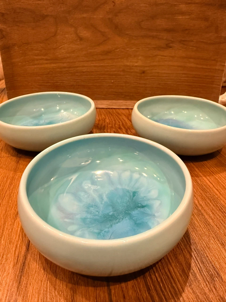 美しいブルーの陶器小鉢 3個セット