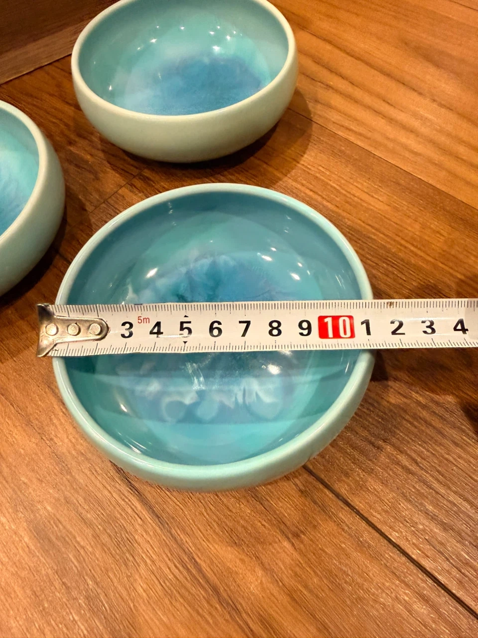 美しいブルーの陶器小鉢 3個セットの写真5枚目