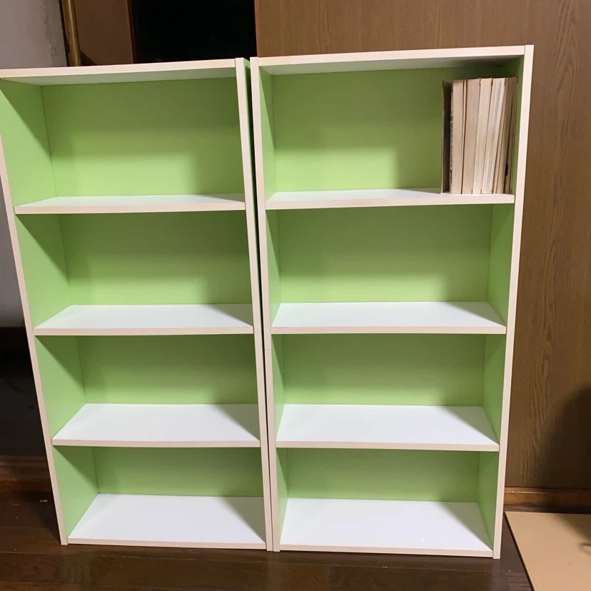 カラーボックス 2個セット ライトグリーン×ホワイトの写真2枚目