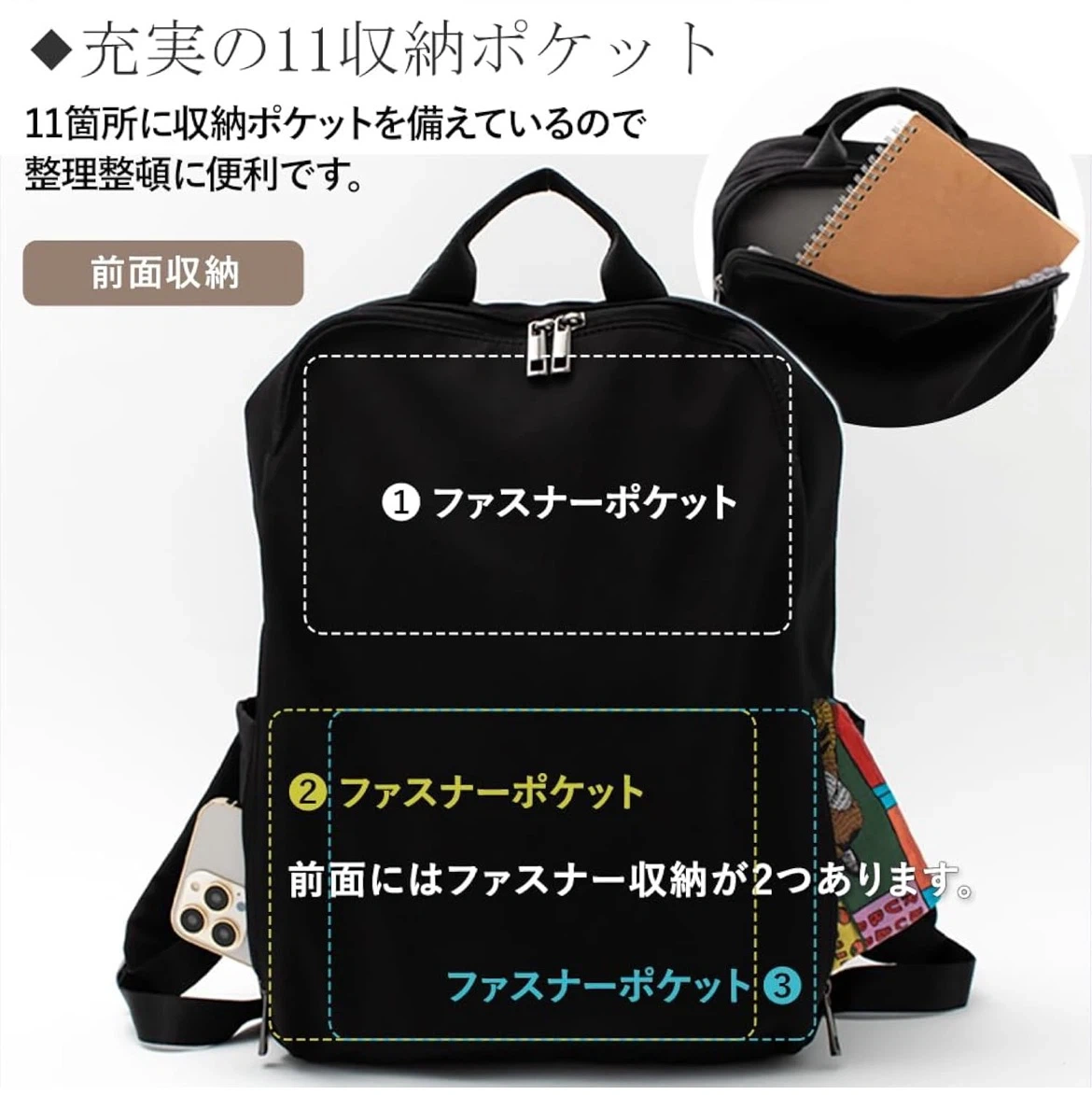 【新品未使用】ナイロンリュック 489g ユニセックスの写真7枚目