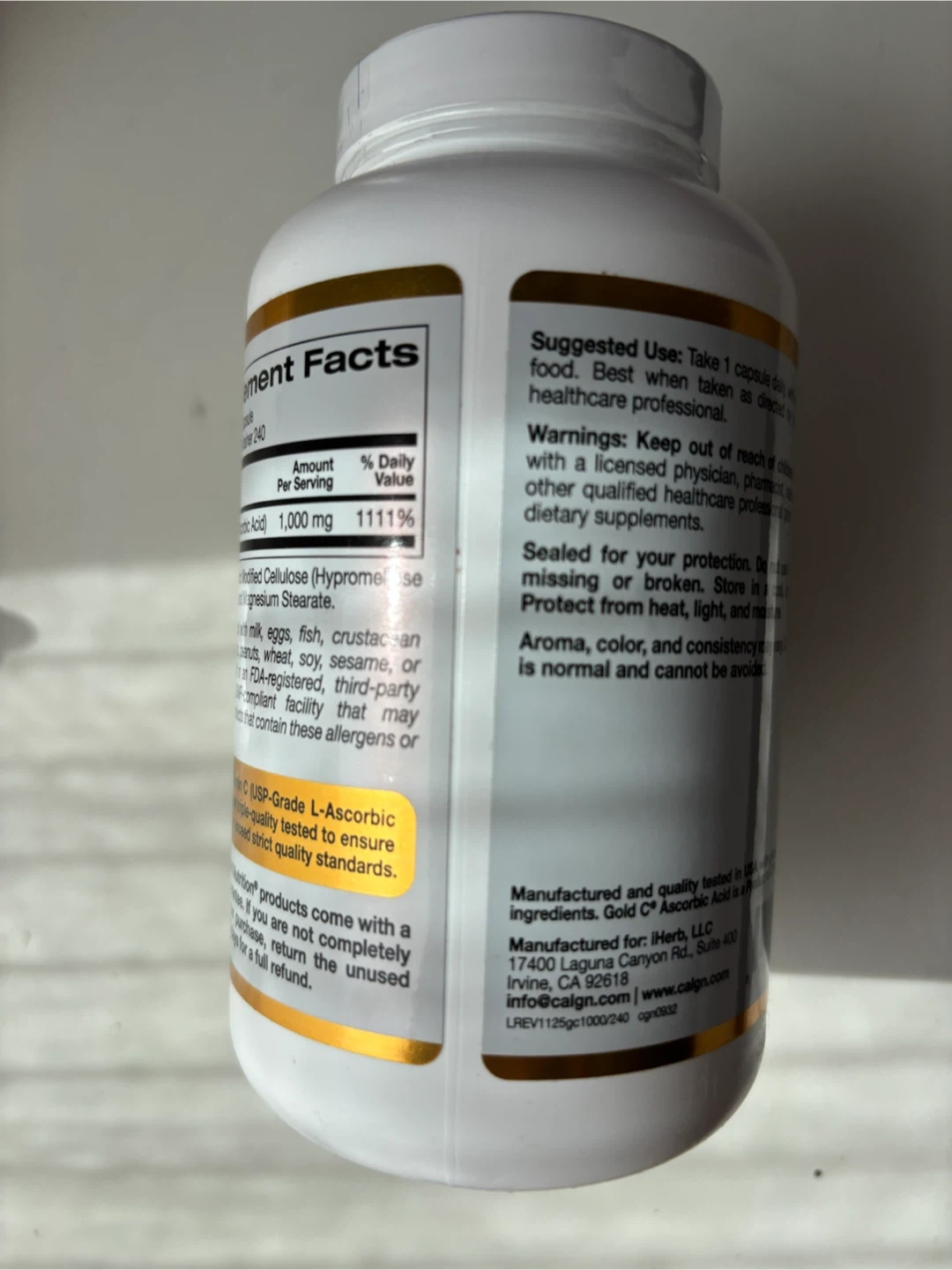 カリフォルニアゴールド ビタミンC 1000mg 240粒の写真2枚目