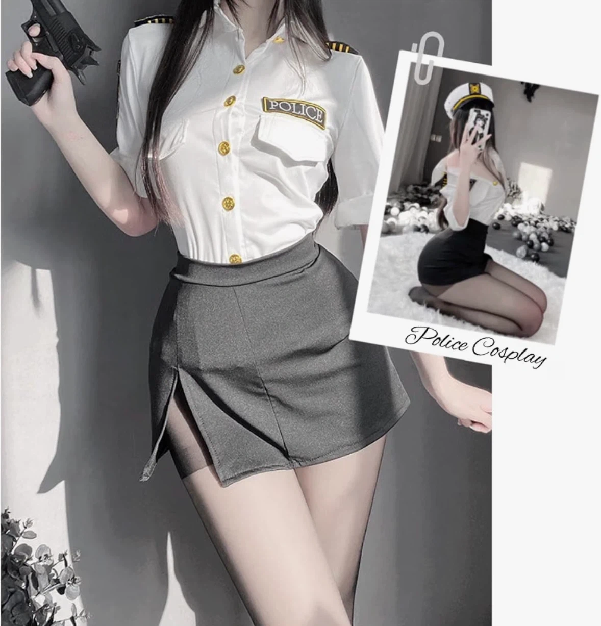 セクシーポリス コスプレ衣装 3点セット(帽子・シャツ・スカート)の写真8枚目