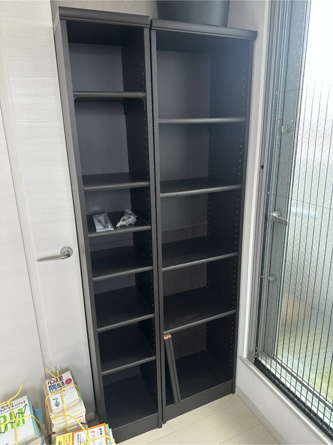 スリム本棚 2個セット ダークブラウン