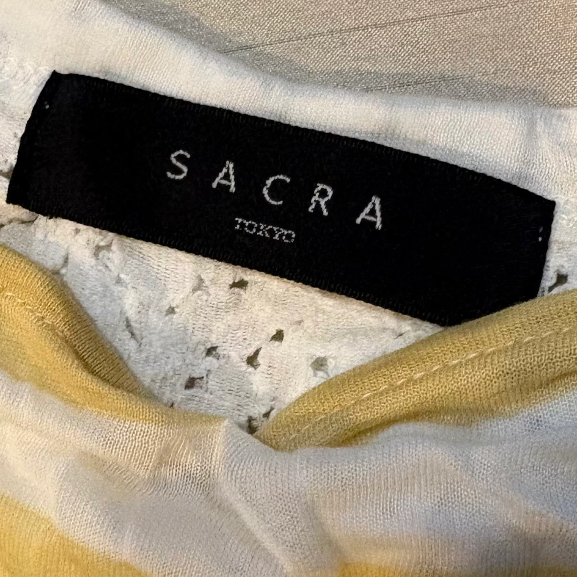 SACRA TOKYO レディース 半袖Tシャツ ボーダー レース切替 イエロー系の写真4枚目