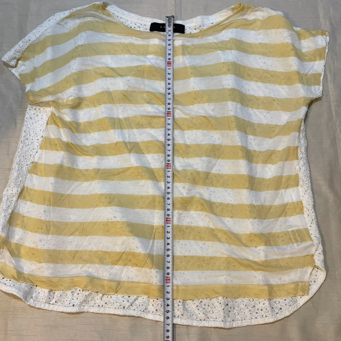 SACRA TOKYO レディース 半袖Tシャツ ボーダー レース切替 イエロー系の写真8枚目
