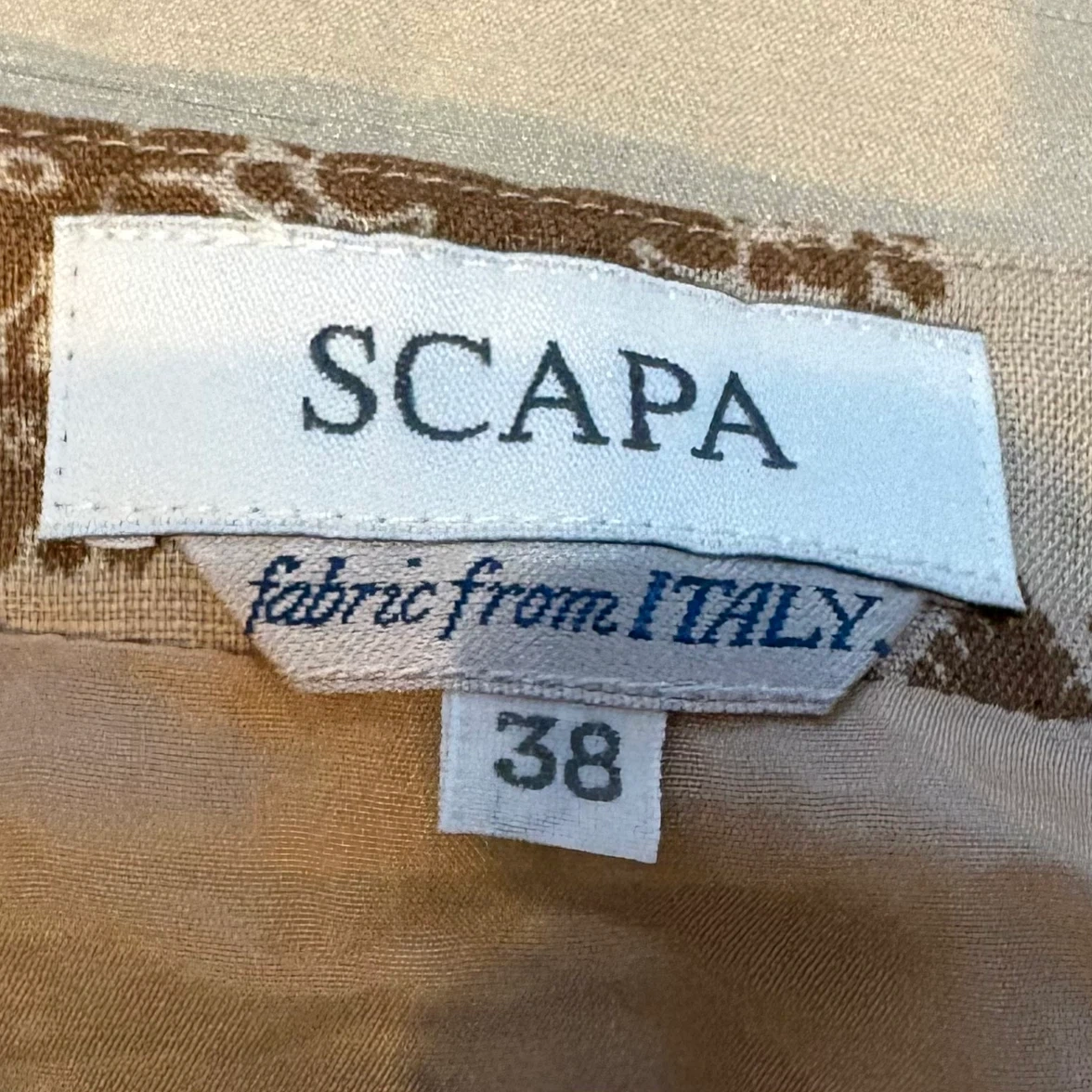 SCAPA ペイズリー柄 フレアスカート ひざ丈 ブラウン×ブルーの写真4枚目