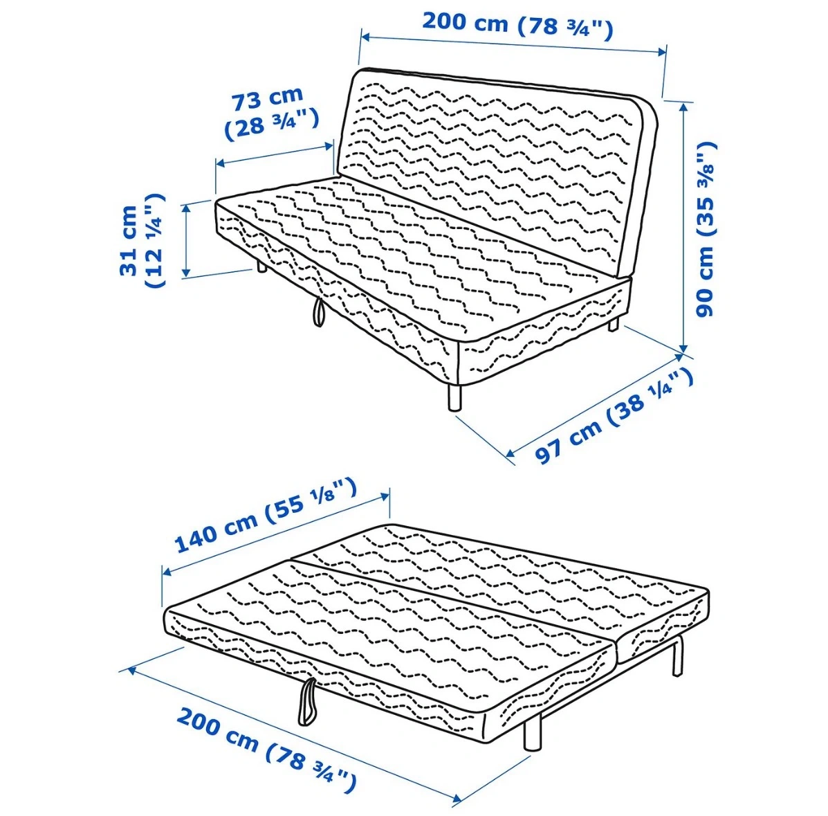 Ikea Nyhamn sofa 折りたたみソファベッド ダークグレーの写真2枚目