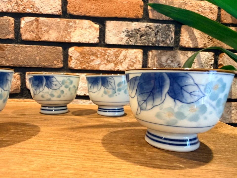 染付 花柄 湯呑 4客セット