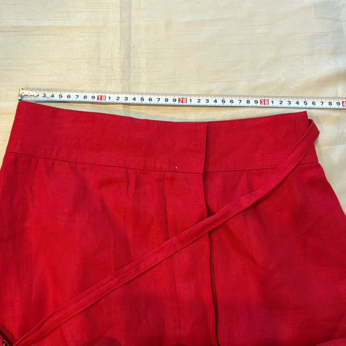 DRESSTERIOR レッド 36 リネン混 ラップスカート ロング丈 レッド シンプルの写真3枚目