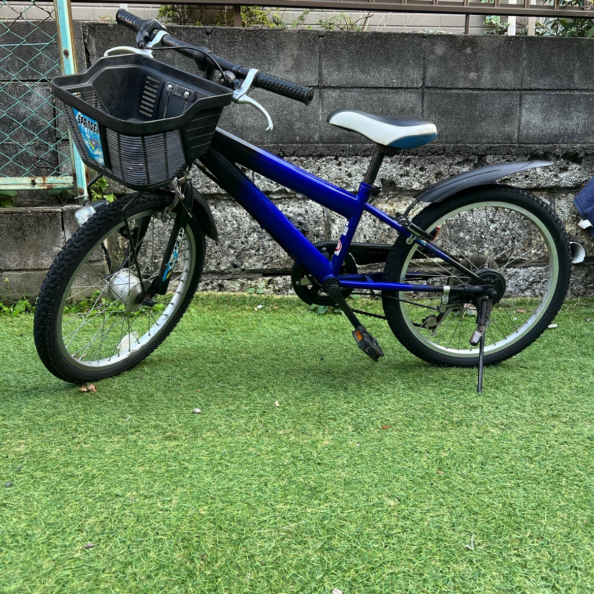 子供用自転車 20インチ  スチール シマノ製 6段変速 カゴ ライト 後輪錠 前後泥除け ブルー