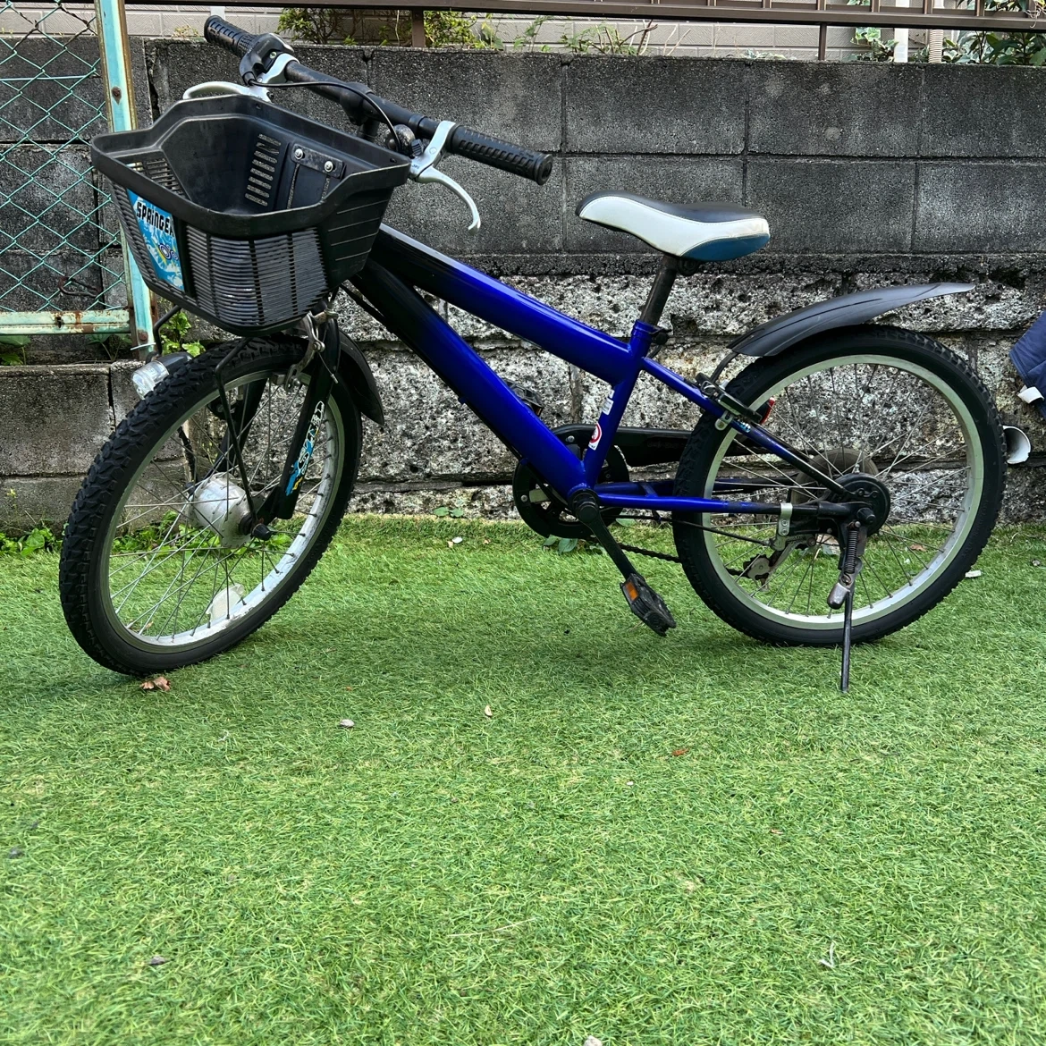 子供用自転車 20インチ スチール シマノ製 6段変速 カゴ ライト 後輪錠 前後泥除け ブルー