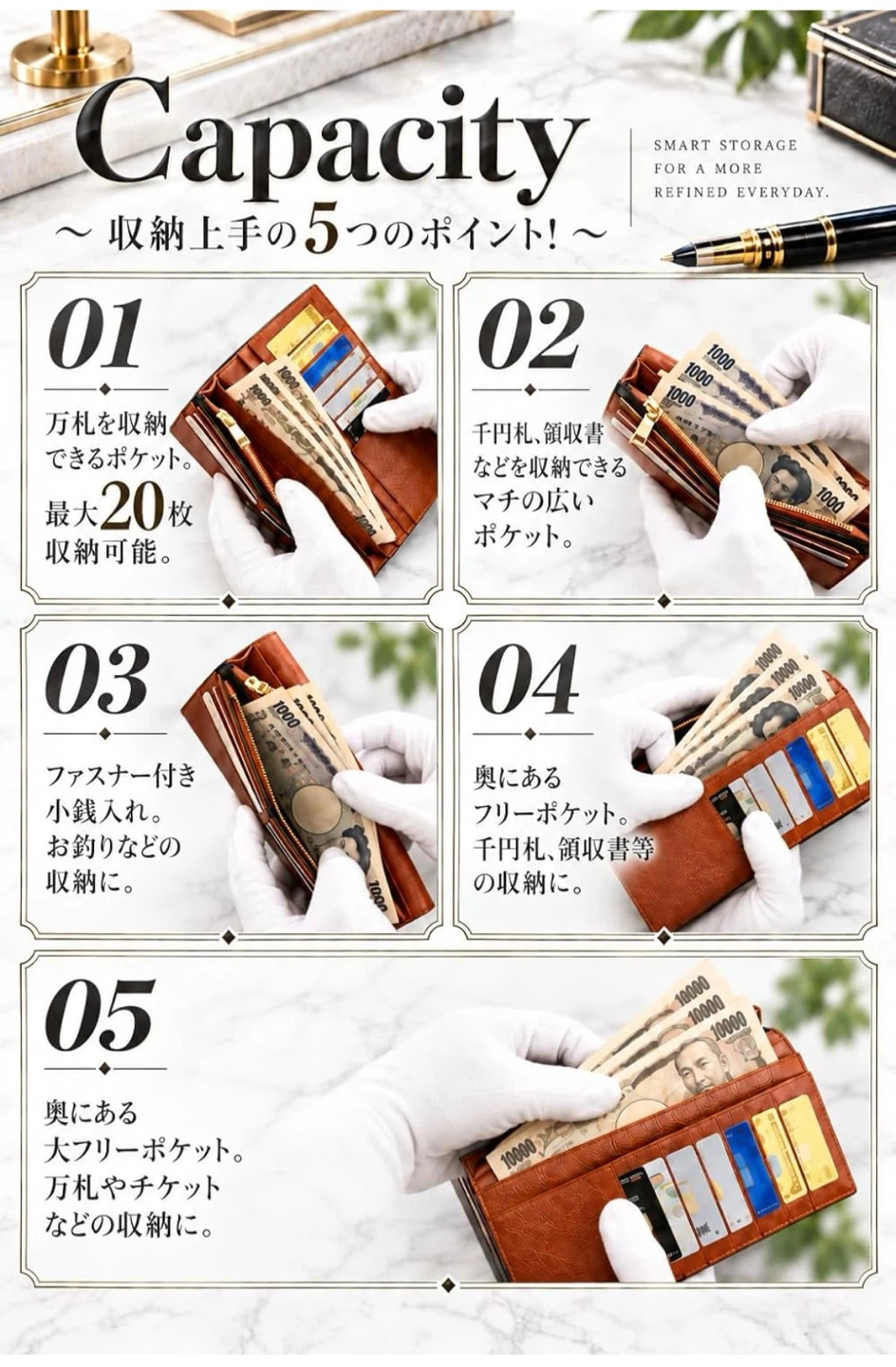 【新品未使用】 本革長財布 牛革 ブラウンの写真4枚目