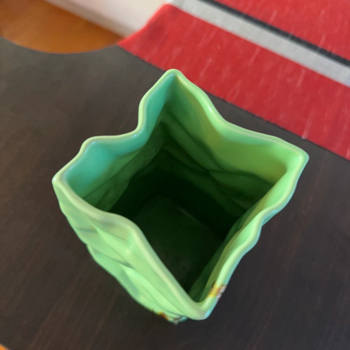 紙袋風 陶器製 花瓶 グリーンの写真5枚目